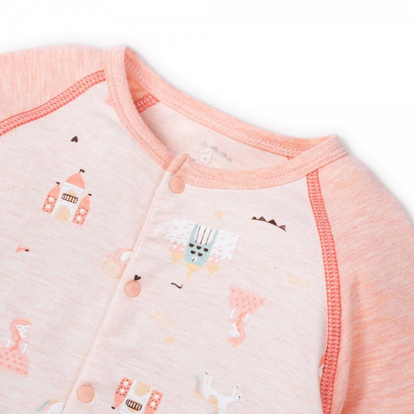 Bộ tính năng dài, vải sợi sồi BST Công chúa Animo BMC123086 (0-24M,Hồng dâu)