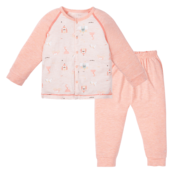 Bộ tính năng dài, vải sợi sồi BST Công chúa Animo BMC123086 (0-24M,Hồng dâu)