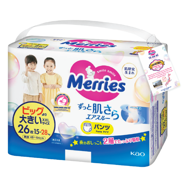 Tã quần Merries (XXL, 15-28kg, 26 miếng)