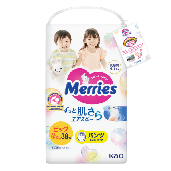 Tã quần Merries (XL, 12-22kg, 38 miếng) (giao bao bì ngẫu nhiên)