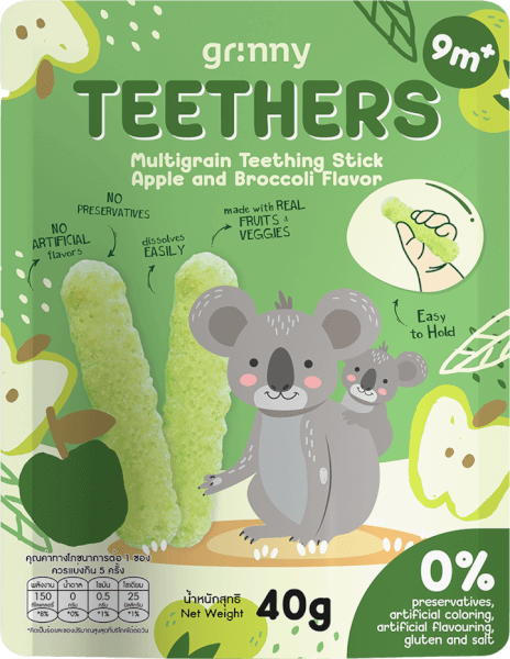 Bánh Gặm Nướu Ngũ Cốc Grinny Vị Táo Và Bông Cải Xanh