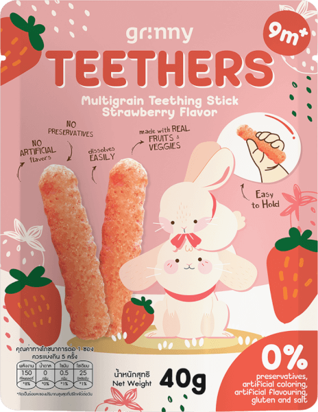 Bánh Gặm Nướu Ngũ Cốc Grinny Vị Dâu Tây