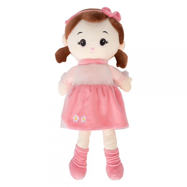 Búp bê nhồi bông nhí tóc bím nơ hồng Animo C310 (TĐ)