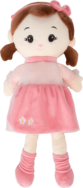 Búp bê nhồi bông nhí tóc bím nơ hồng Animo C310 (TĐ)