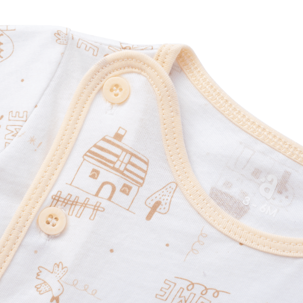 Cặp áo sơ sinh cài chéo tay ngắn Animo KV223011 (NB-12M,Trắng họa tiết-Kem)