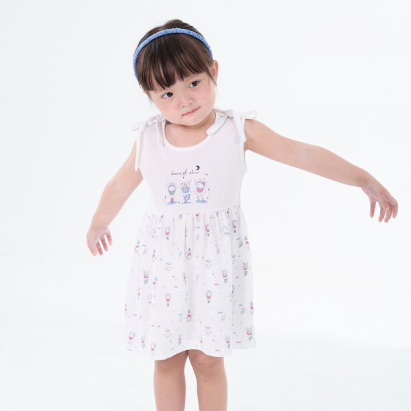 Đầm bé gái BST Búp bê nhảy múa Animo KN922059 (6M-6Y,Trắng phối xanh)