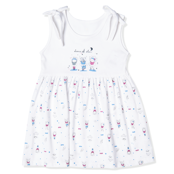 Đầm bé gái BST Búp bê nhảy múa Animo KN922059 (6M-6Y,Trắng phối xanh)