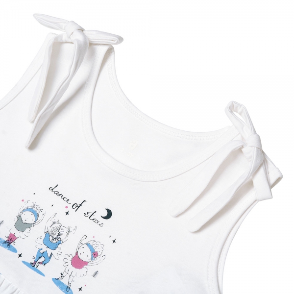 Đầm bé gái BST Búp bê nhảy múa Animo KN922059 (6M-6Y,Trắng phối xanh)