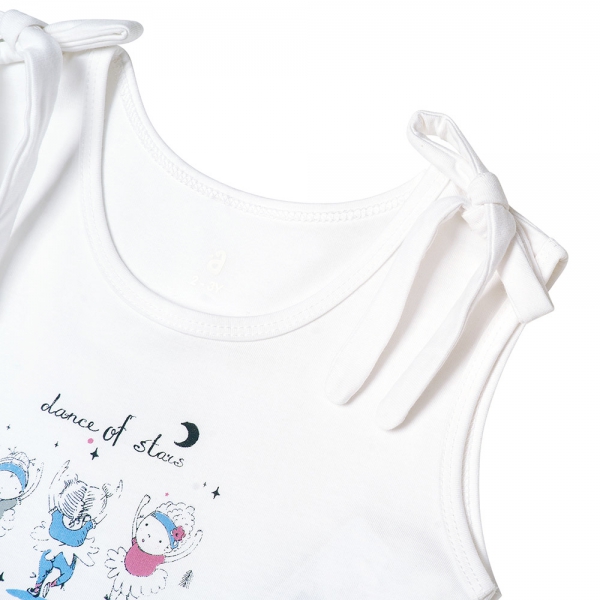 Đầm bé gái BST Búp bê nhảy múa Animo KN922059 (6M-6Y,Trắng phối xanh)