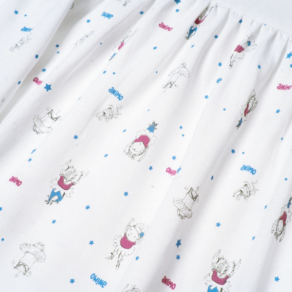 Đầm bé gái BST Búp bê nhảy múa Animo KN922059 (6M-6Y,Trắng phối xanh)