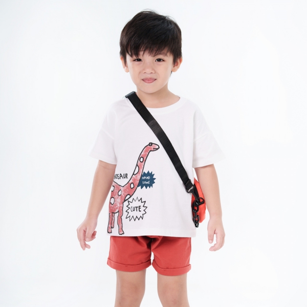 Bộ bé trai ngắn BST Khủng Long Animo HN623015 (6M-6Y,Trắng)