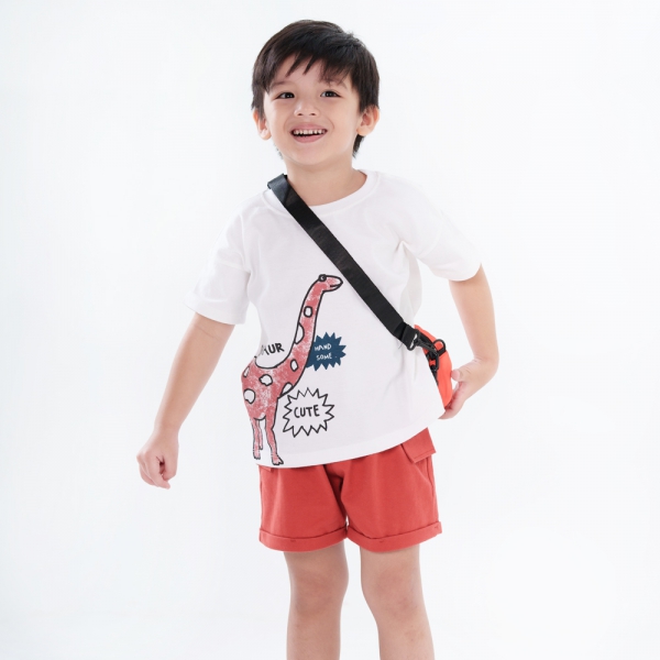 Bộ bé trai ngắn BST Khủng Long Animo HN623015 (6M-6Y,Trắng)