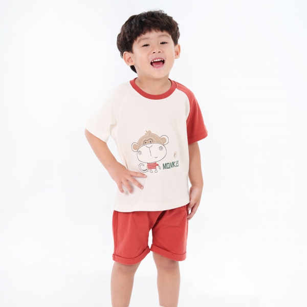 Bộ bé trai ngắn BST Khỉ Kháu Khỉnh Animo HN423021 (6M-6Y,Trắng)