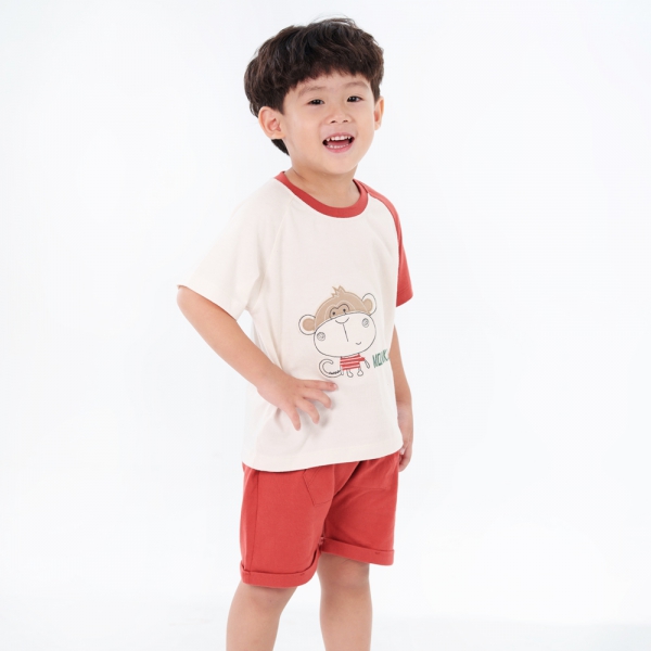 Bộ bé trai ngắn BST Khỉ Kháu Khỉnh Animo HN423021 (6M-6Y,Trắng)