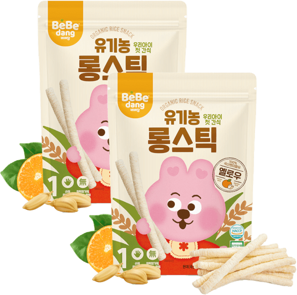 Combo 2 Bánh Gạo Lứt Hữu Cơ Bebedang Hình Que Dài Vị Quýt & Gạo Lứt