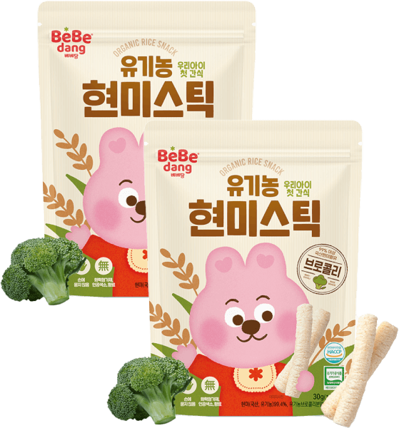 Combo 2 Bánh Gạo Lứt Hữu Cơ Bebedang Hình Que Vị Bông Cải Xanh