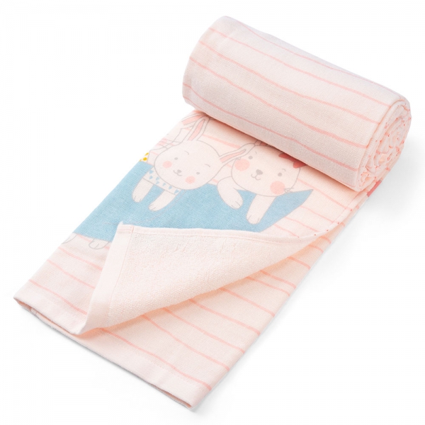 Combo 2 Khăn tắm trẻ em Cotton Thỏ và bạn Animo BM9T (60x120cm,Hồng)