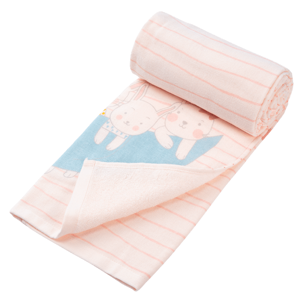 Khăn tắm trẻ em Cotton Thỏ và bạn Animo BM9T (60x120cm,Hồng)