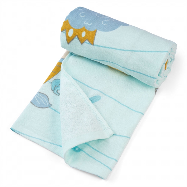 Khăn tắm trẻ em Cotton hoàng tử Cá Animo BM9T (60x120cm,Xanh)