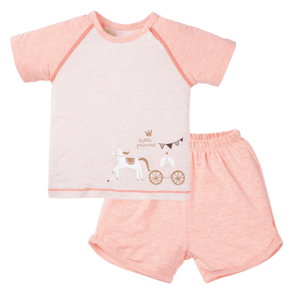 Bộ tính năng ngắn, vải sợi sồi BST Công chúa Animo BMC123105 (3-24M,Hồng dâu)