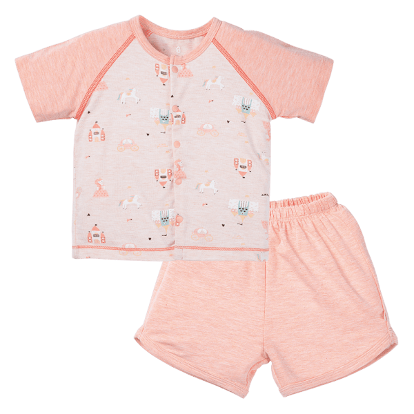 Bộ tính năng ngắn, vải sợi sồi BST Công chúa Animo BMC123080 (0-24M,Hồng dâu)