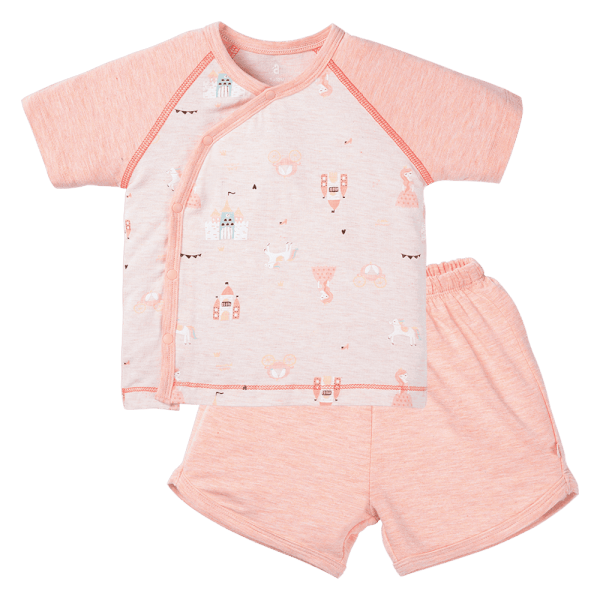 Bộ tính năng ngắn, vải sợi sồi BST Công chúa Animo BMC123079 (0-24M,Hồng dâu)