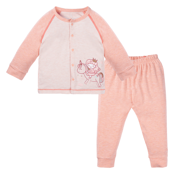 Bộ tính năng dài, vải sợi sồi BST Công chúa Animo BMC123085 (0-24M,Hồng dâu)