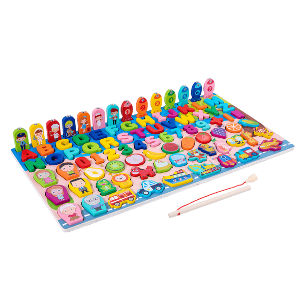 Bộ bảng gỗ nổi học tập thông minh nhiều chủ đề kèm câu cá 8in1 M7813