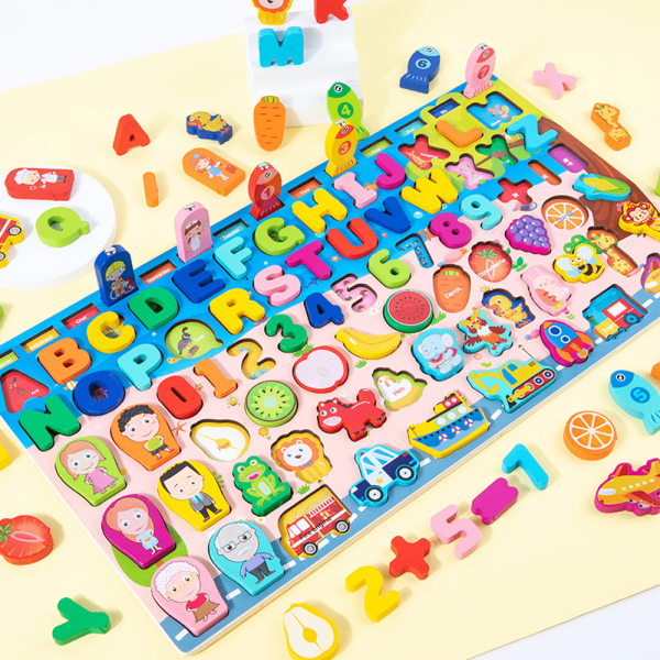 Bộ bảng gỗ nổi học tập thông minh nhiều chủ đề kèm câu cá 8in1 M7813