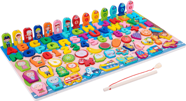 Bộ bảng gỗ nổi học tập thông minh nhiều chủ đề kèm câu cá 8in1 M7813