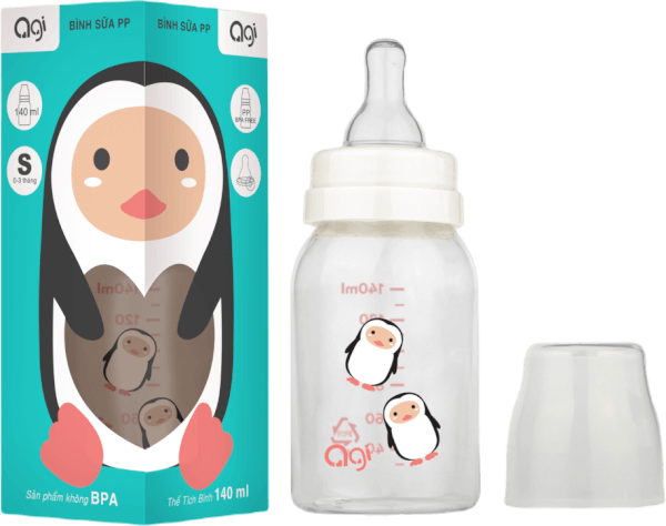 Bình sữa PP Agi 140ml - Chim cánh cụt