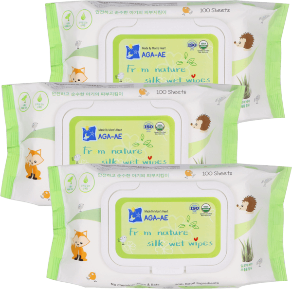 Combo 3 khăn ướt chiết xuất tự nhiên Aga-ae, 100 tờ