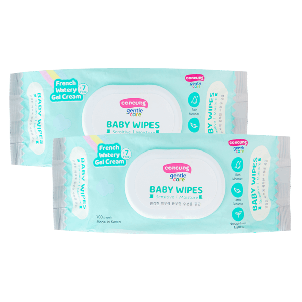 Combo 2 Khăn ướt ConCung Gentle Care Hàn Quốc cho da nhạy cảm, 100 tờ (màu xanh)