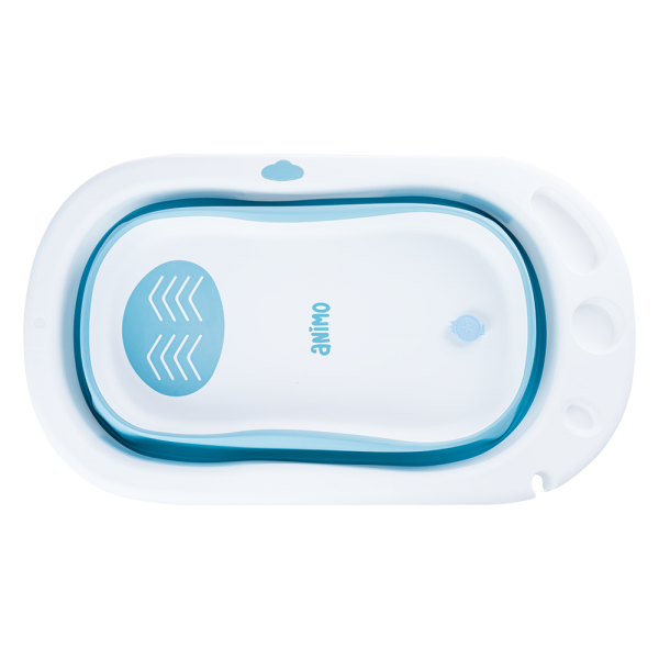 Thau tắm gấp gọn cảm biến nhiệt cá voi Animo (xanh dương)