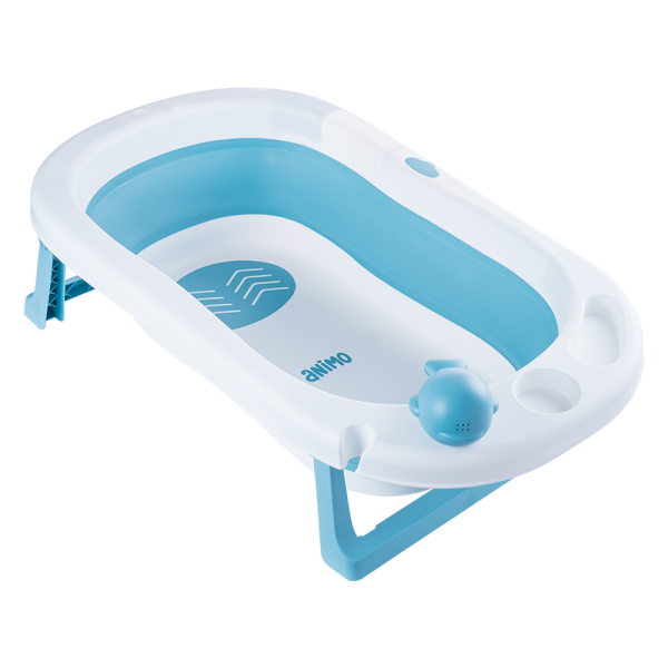 Thau tắm gấp gọn cảm biến nhiệt cá voi Animo (xanh dương)