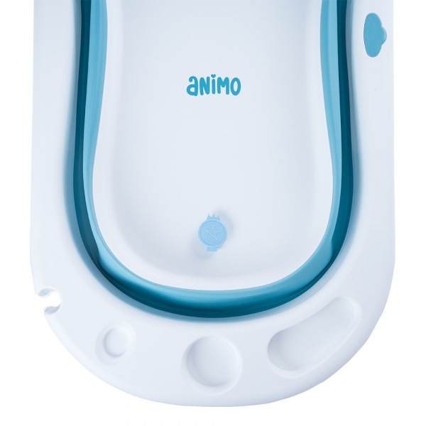 Thau tắm gấp gọn cảm biến nhiệt cá voi Animo (xanh dương)