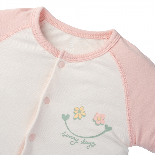 Set 2 Bodysuit kháng khuẩn đùi Hoa nắng Animo VD1023007 (0-12M,Kem)