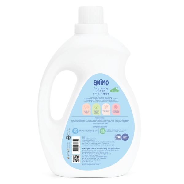 Nước giặt cho bé Animo hương làn gió mùa hè chai 2,8L