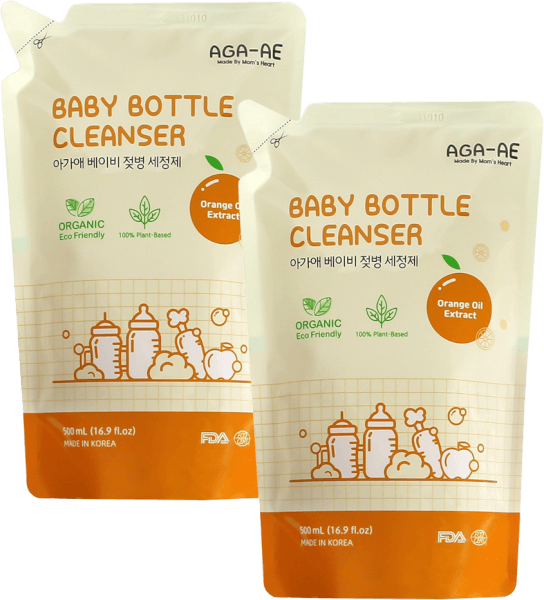 Combo 2 Nước rửa bình sữa AGA-AE hương cam - Túi 500ml (Giao bao bì ngẫu nhiên)