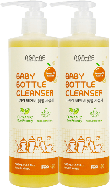 Combo 2 Nước rửa bình sữa AGA-AE hương cam - Chai 500ml (Giao bao bì ngẫu nhiên)