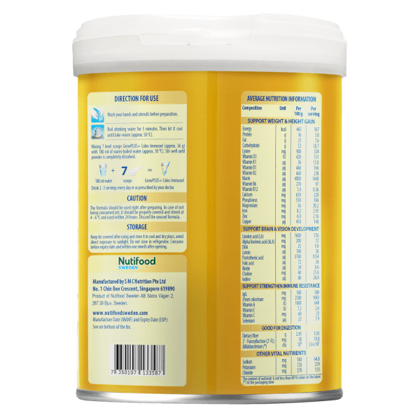 Sản phẩm dinh dưỡng công thức GrowPLUS+ Colos Immunel 1+, 800g (1-2 tuổi)