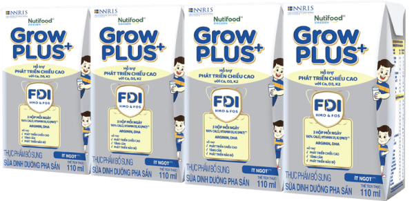 Thực phẩm bổ sung sữa dinh dưỡng pha sẵn GrowPLUS+ (Bạc), 4x110ml (trên 1 tuổi)