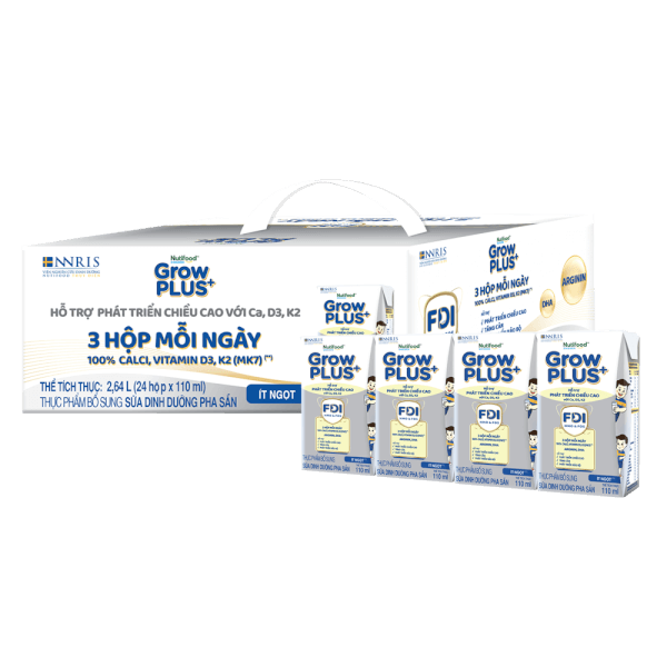 2 thùng Sữa dinh dưỡng pha sẵn GrowPLUS+ (Bạc) 110ml, lốc 4 hộp (Từ 1 tuổi)
