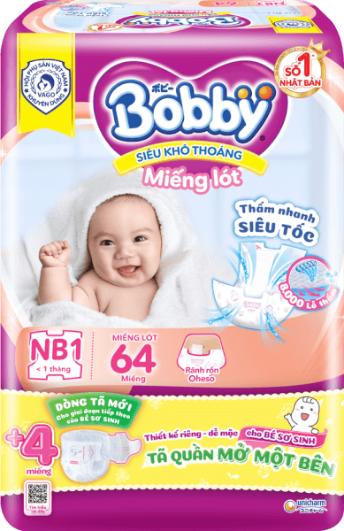 Miếng lót Bobby size Newborn 1 64 miếng (dưới 5kg)