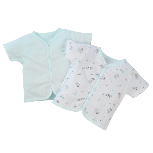 Cặp áo sơ sinh cài giữa tay ngắn Animo LĐ422052 (0-3M,xanh ngọc-trắng)