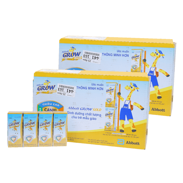 Combo 2 thùng Sữa Abbott Grow Gold hương vani 180ML - Lốc 4 (Từ 1 tuổi)