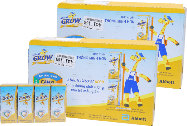 Combo 2 thùng Sữa Abbott Grow Gold hương vani 180ML - Lốc 4 (Từ 1 tuổi)