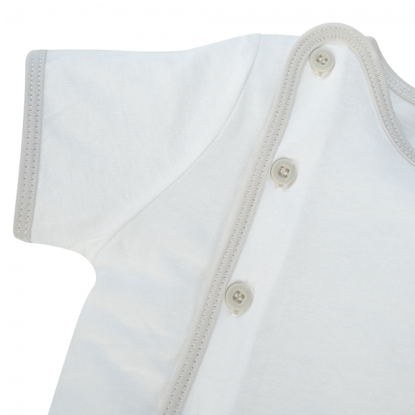 Cặp áo sơ sinh cài giữa tay ngắn Animo KV123017 (NB-12M,Xám họa tiết_Trắng)