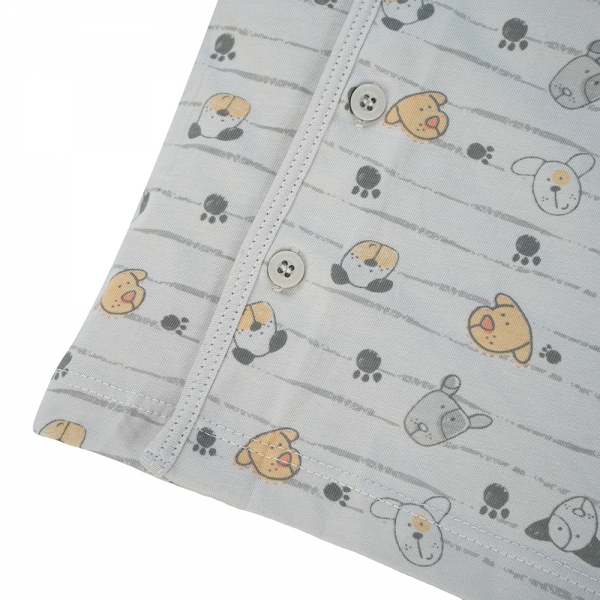 Cặp áo sơ sinh cài giữa tay ngắn Animo KV123017 (NB-12M,Xám họa tiết_Trắng)