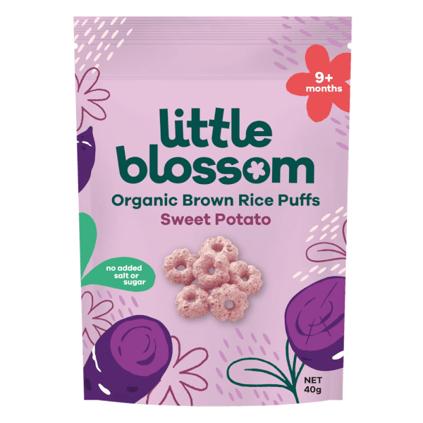 Bánh Puffs Gạo Lứt Hữu Cơ Little Blossom Vị Khoai Lang Tím 40g
